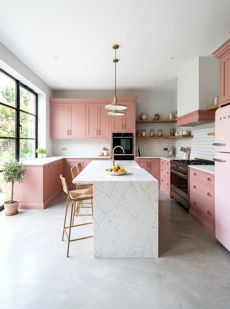 Soft Pink Kitchen Cabinets - 30 painted kitchen cabinet ideas