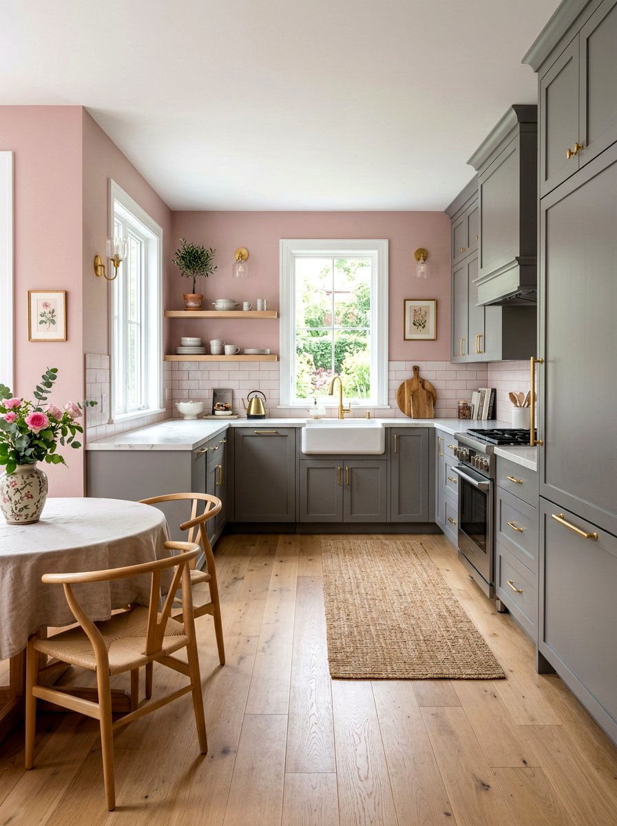 Soft Pink Kitchen Wall - 30 kitchen wall color ideas