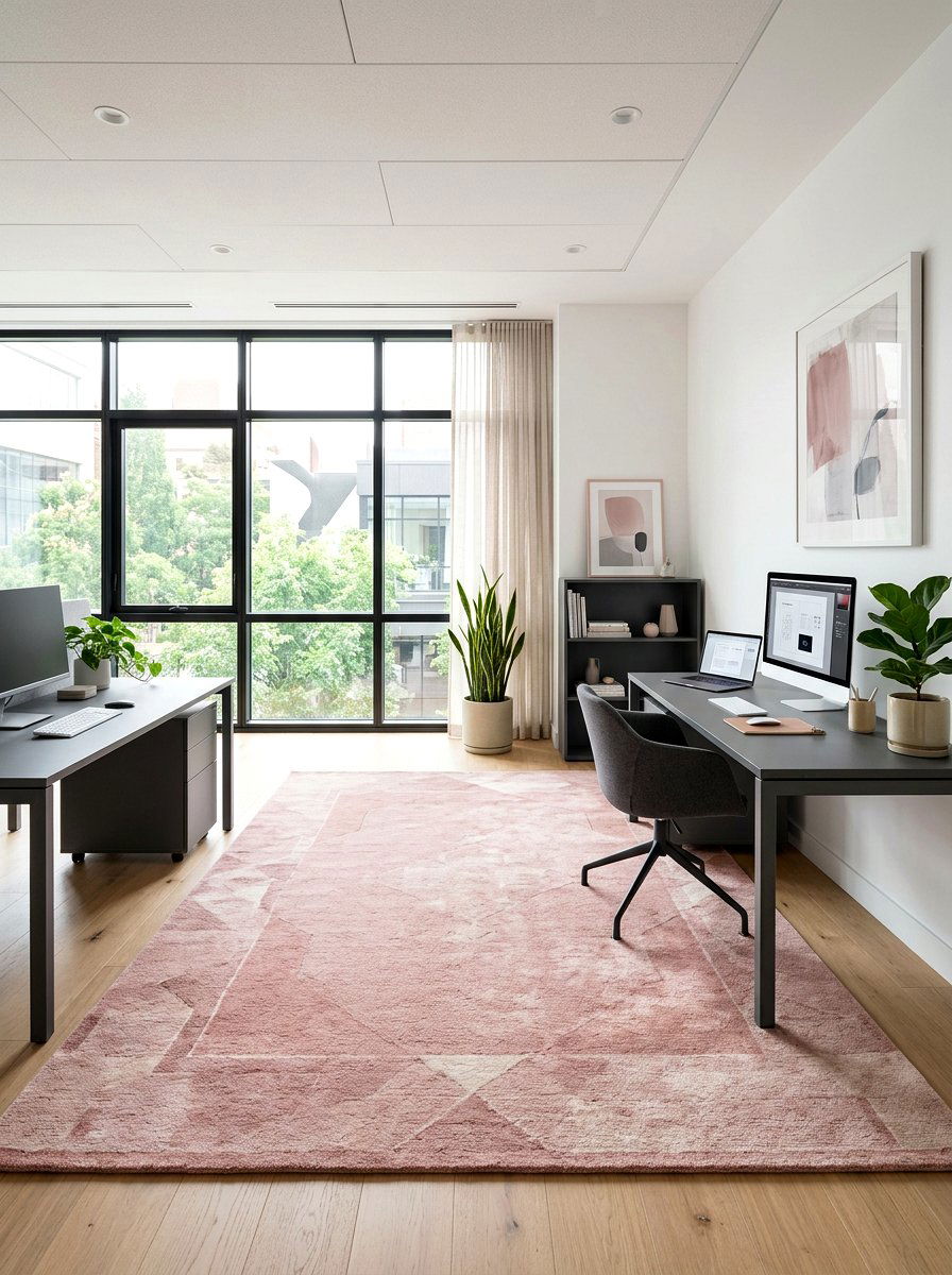 Soft Pink Office Rug - 30 office rug ideas