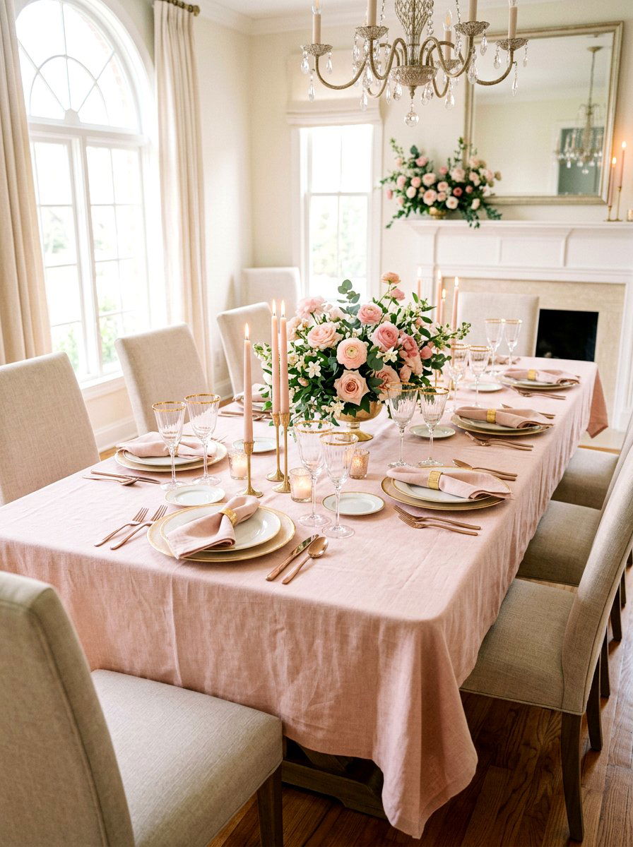 Soft Pink Table Setting - 30 layered table setting ideas