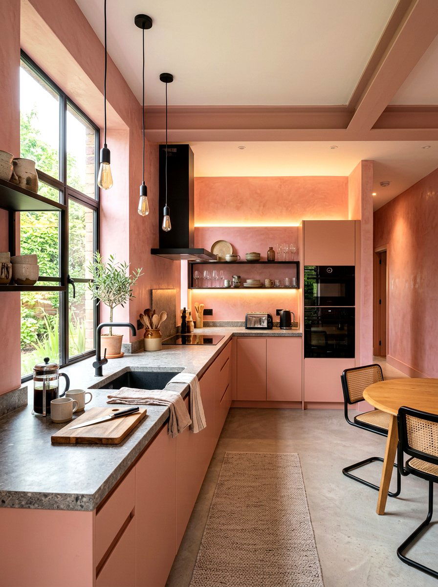 Soft Pink Tadelakt Kitchen - 30 tadelakt kitchen ideas