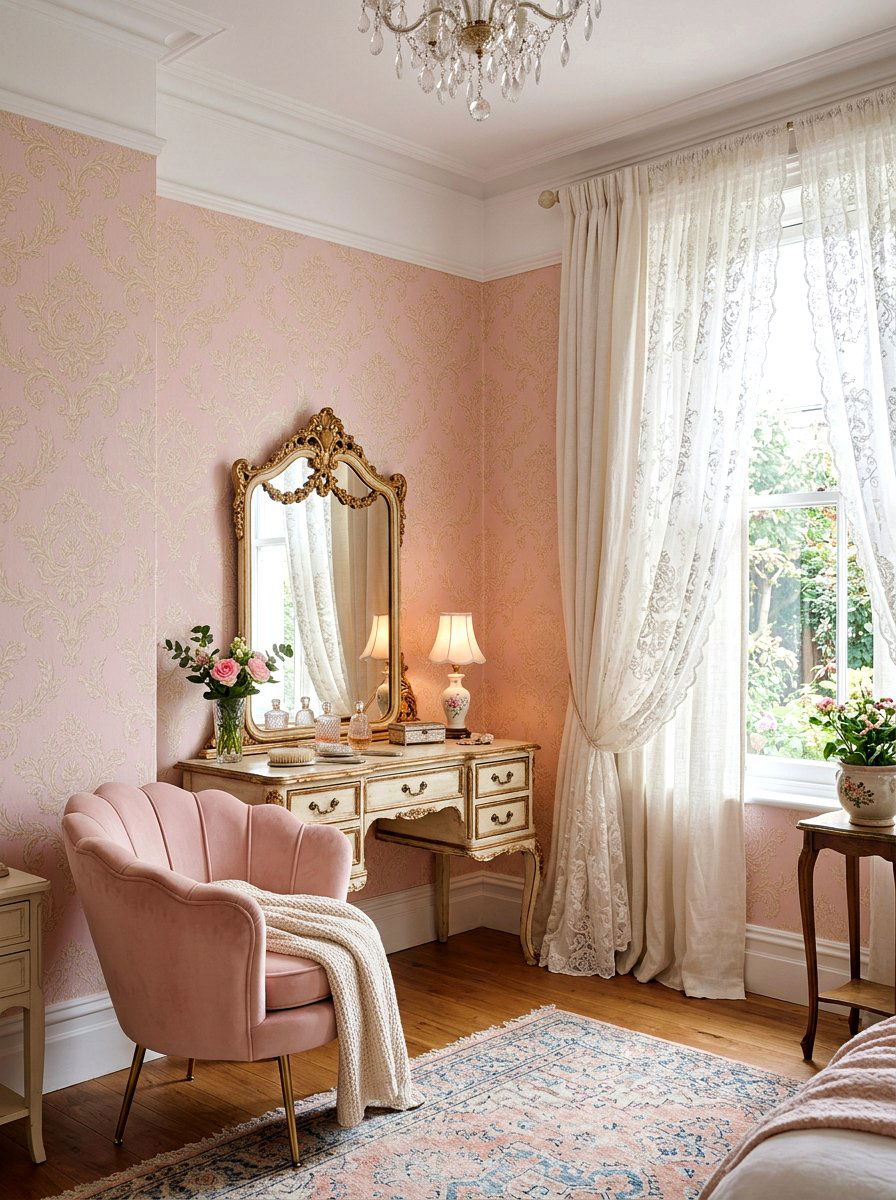 Soft Pink Wallpaper - 30 coquette room decor ideas
