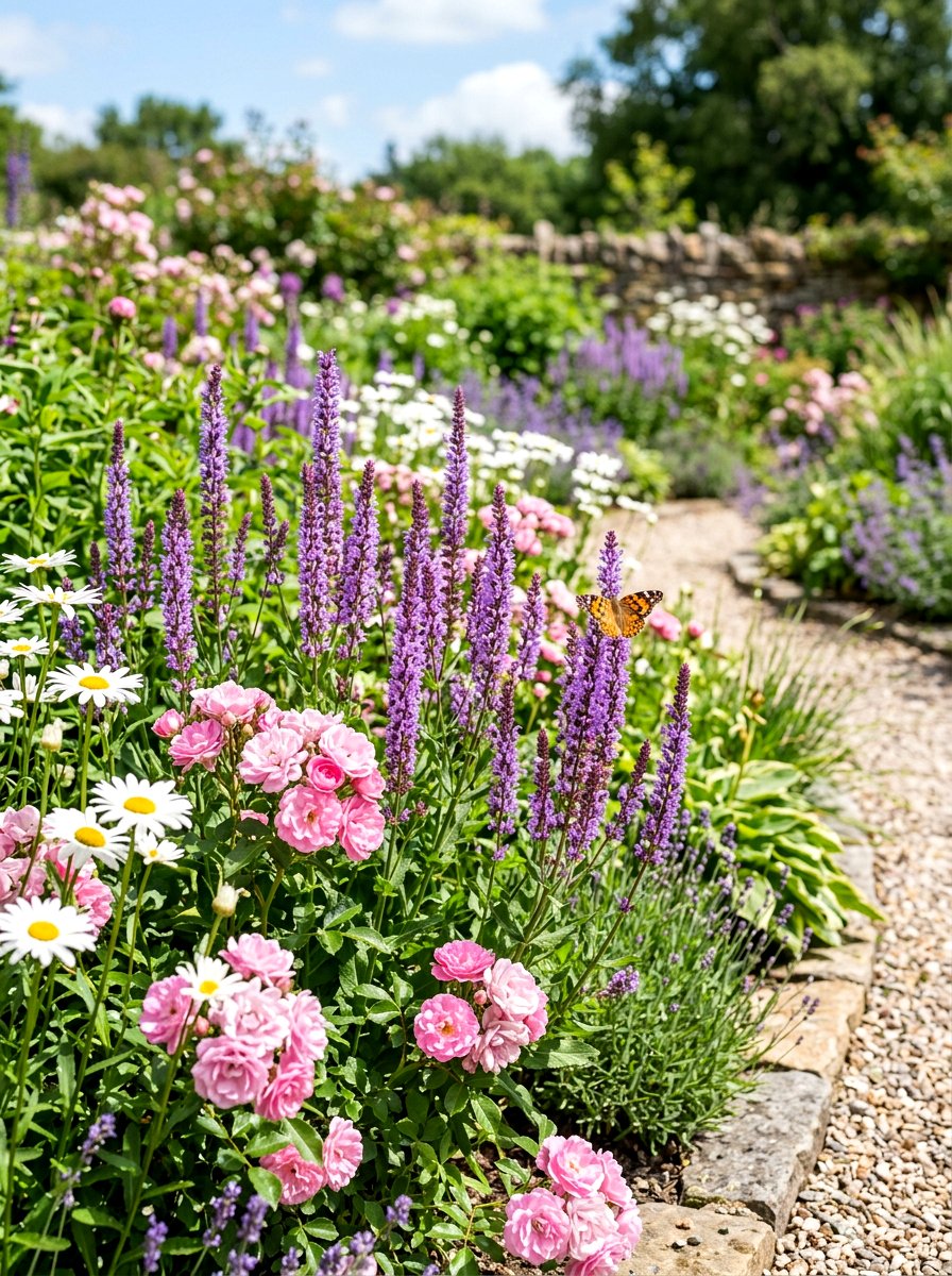 Soft Purple Salvia Arrangement - 30 pastel flower bed ideas