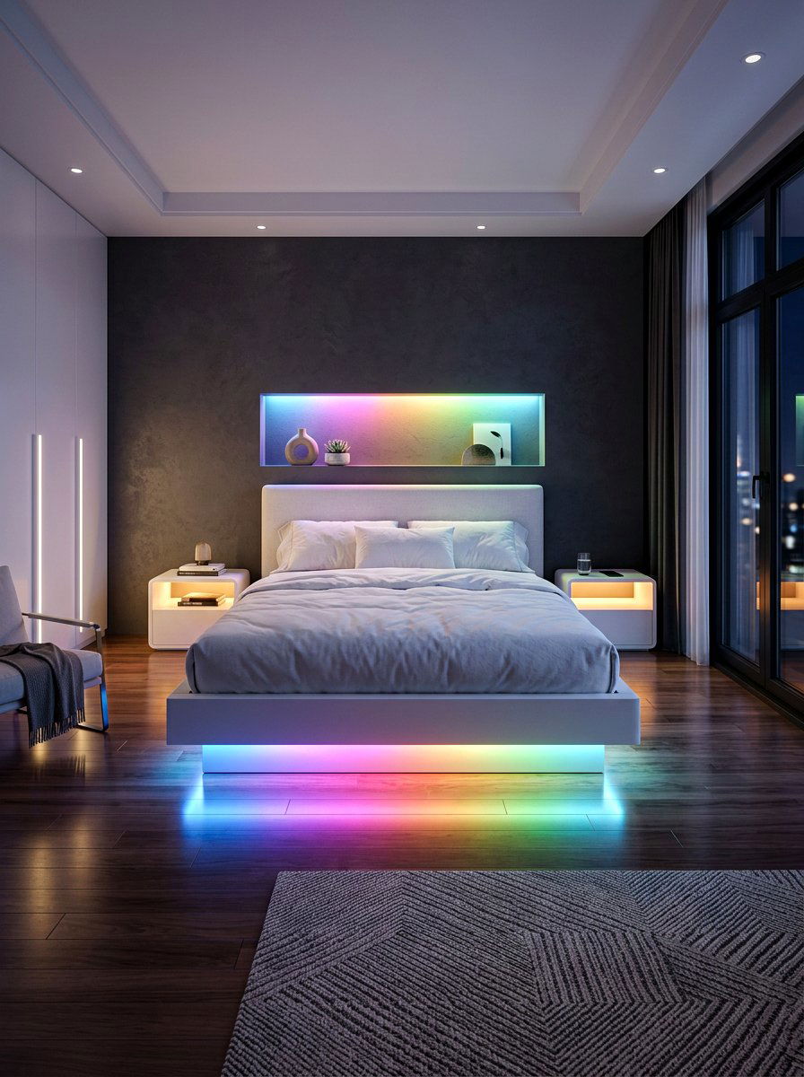 Soft Rainbow Bedroom Lighting - 30 muted rainbow bedroom ideas