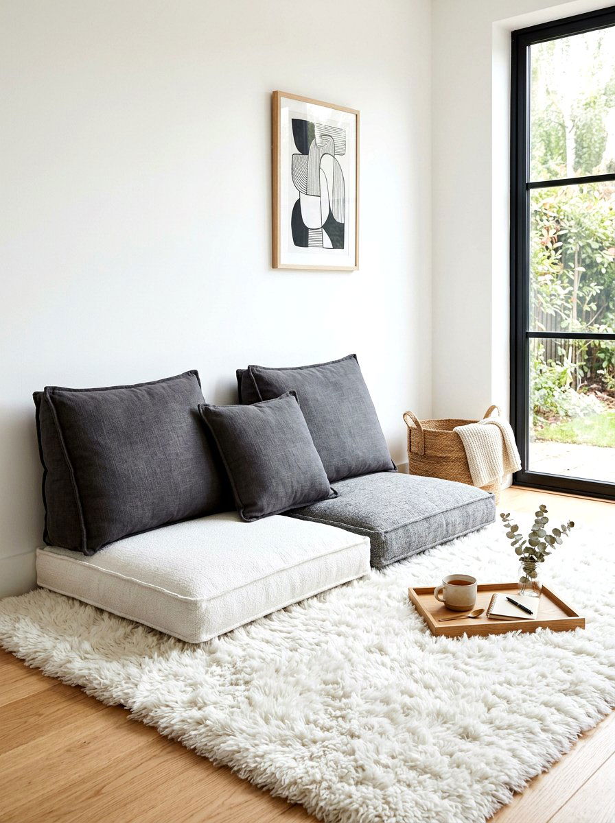Soft Rug Floor Seating - 30 quiet corner decor ideas
