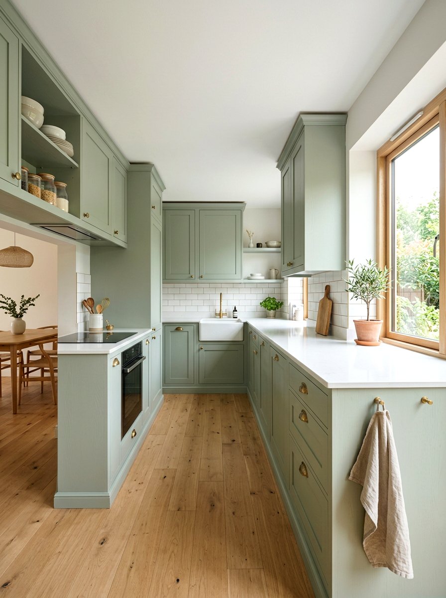 Soft Sage Green Cabinets - 30 scandi kitchen ideas