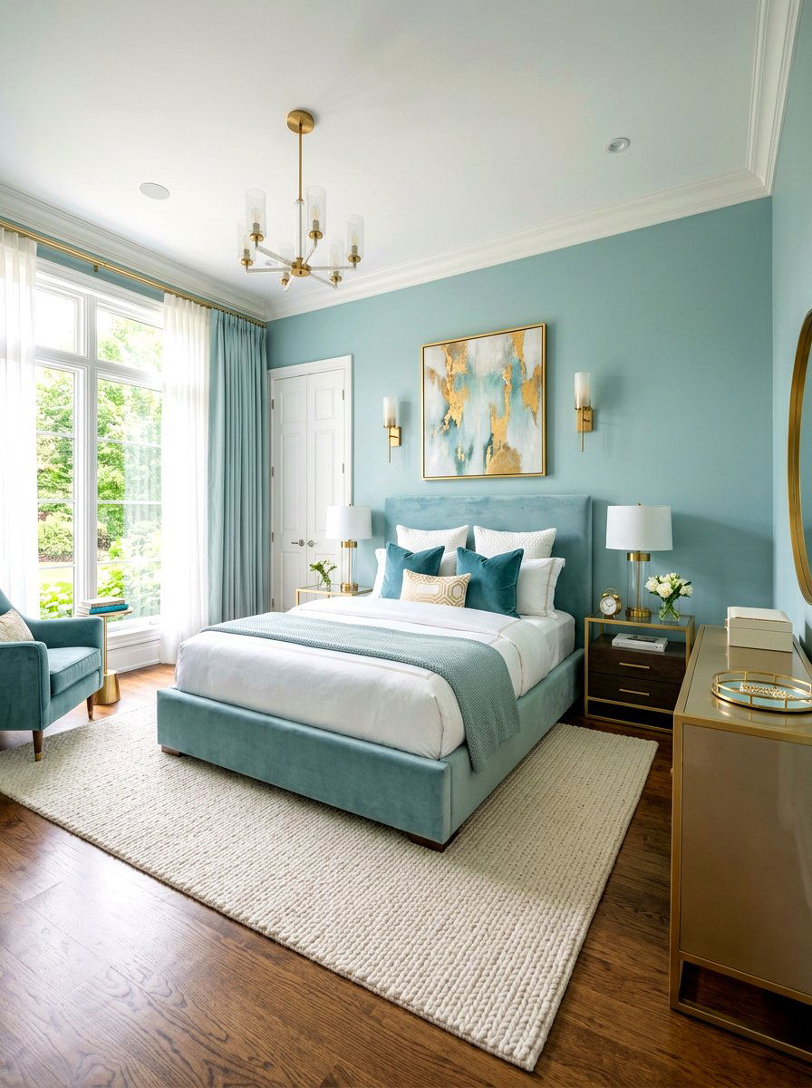 Soft Teal Master Suite - 30 pastel home decor ideas