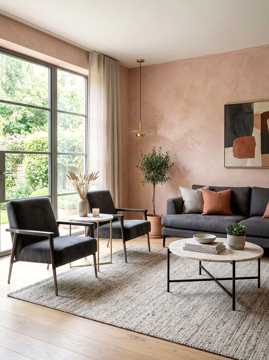 Soft Terracotta Wash - 30 terracotta washed living room ideas