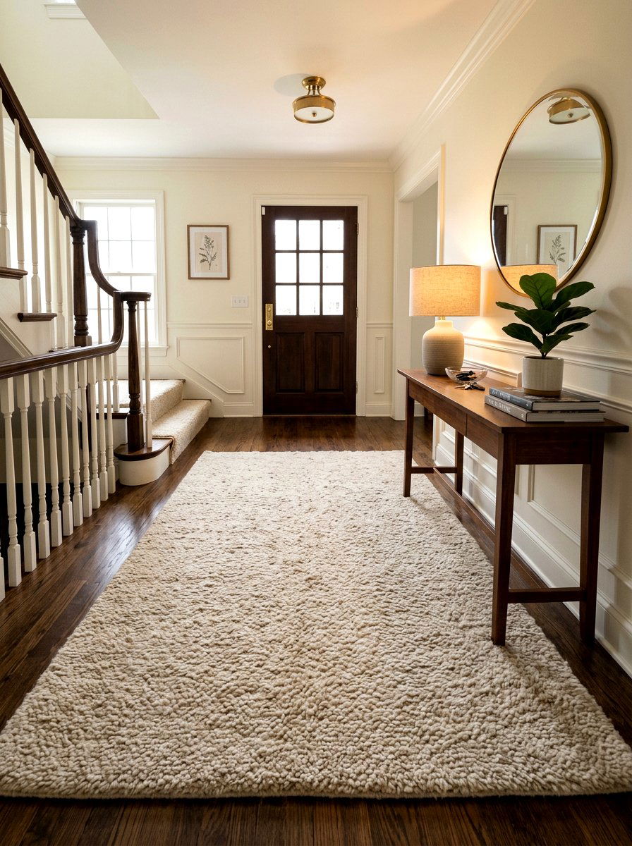 Soft Texture Rug Foyer - 30 quiet luxury entryway ideas