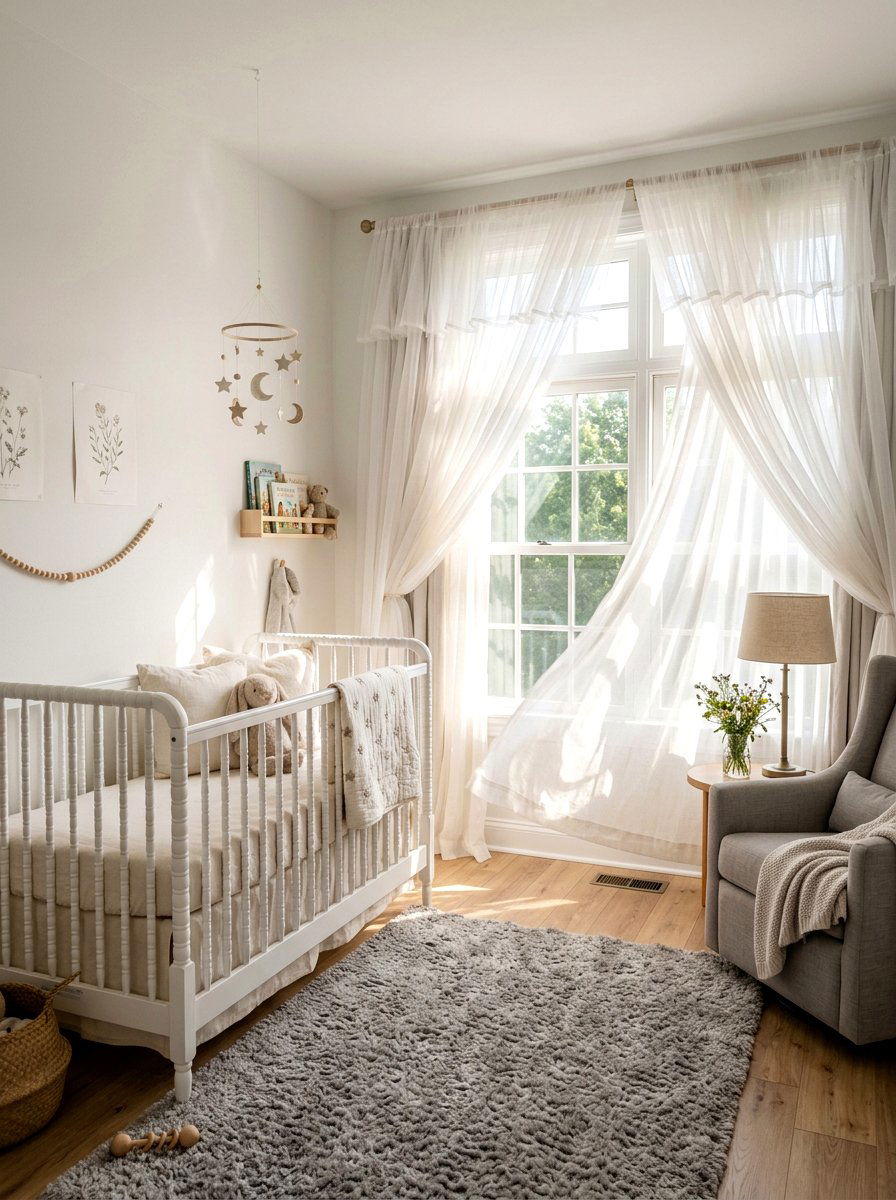 Soft Tulle Window Nursery Drapery - 30 French nursery decor ideas