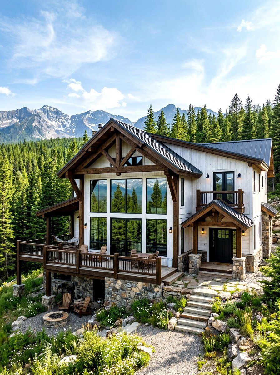 Soft White Mountain Home - 30 soft white exterior ideas