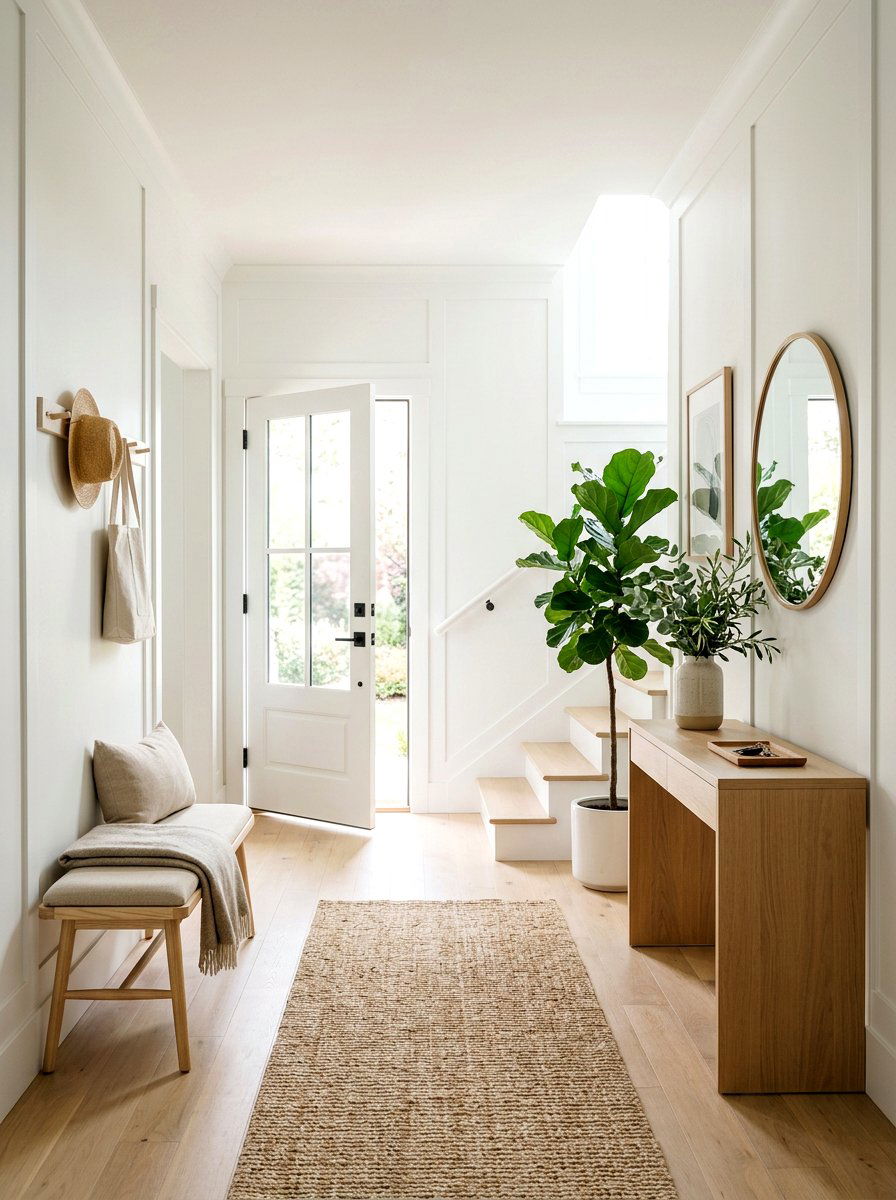 Soft White Scandi Trim - 30 trim drenched foyer ideas