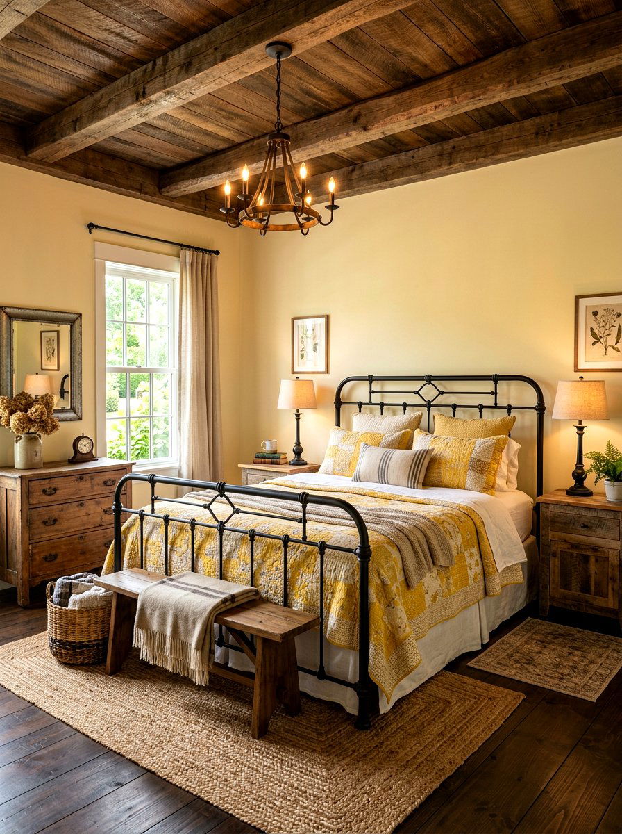 Soft Yellow Farmhouse Bedroom - 30 soft yellow bedroom ideas