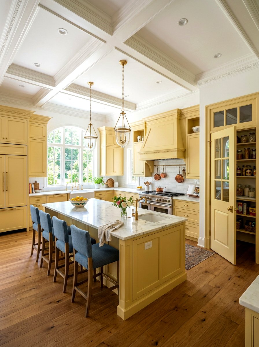 Soft Yellow Large Kitchen - 30 muted yellow kitchen ideas