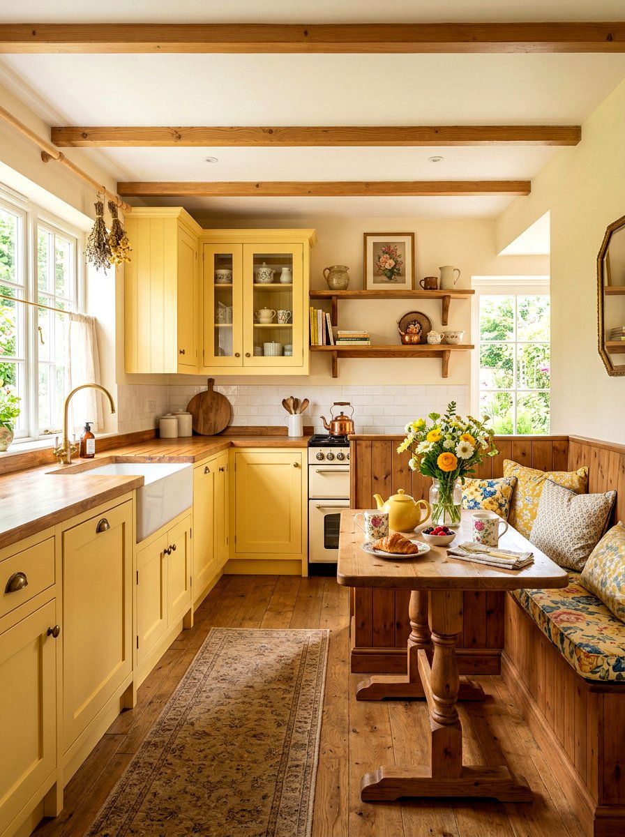 Soft Yellow and Pine Kitchen - 30 stained and painted kitchen ideas