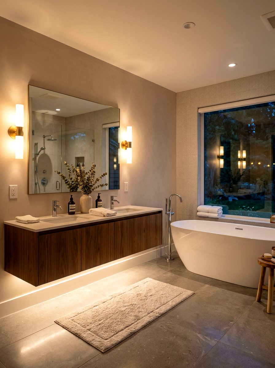 Soft ambient lighting - 30 serene bathroom decor ideas