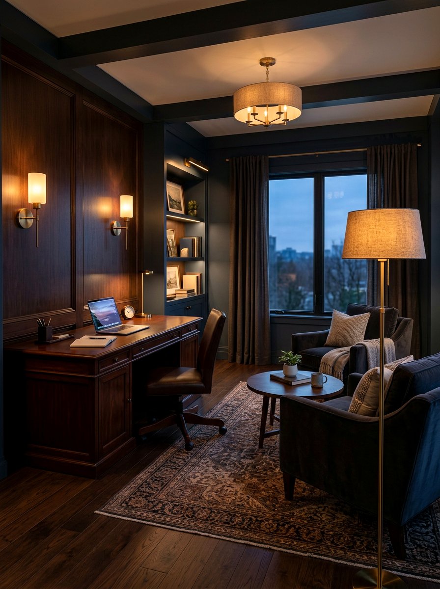 Soft ambient lighting - 30 quiet luxury office ideas