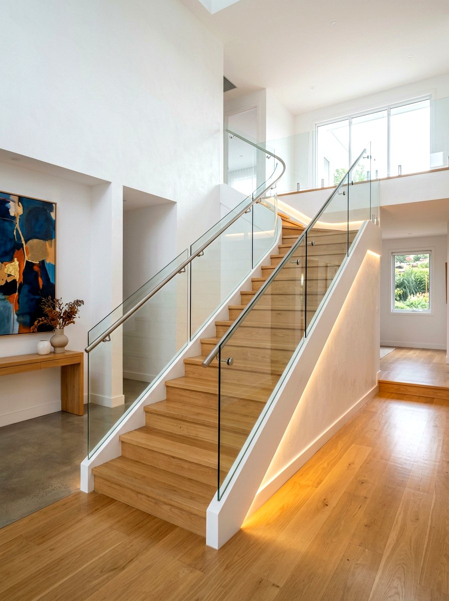 Soft ambient staircase cove lighting - 30 statement staircase lighting ideas