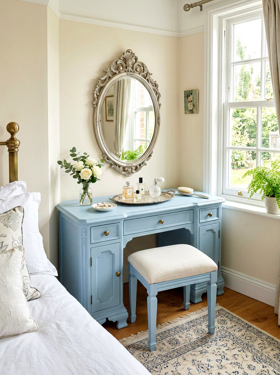 Soft blue vanity - 30 shabby chic decor ideas