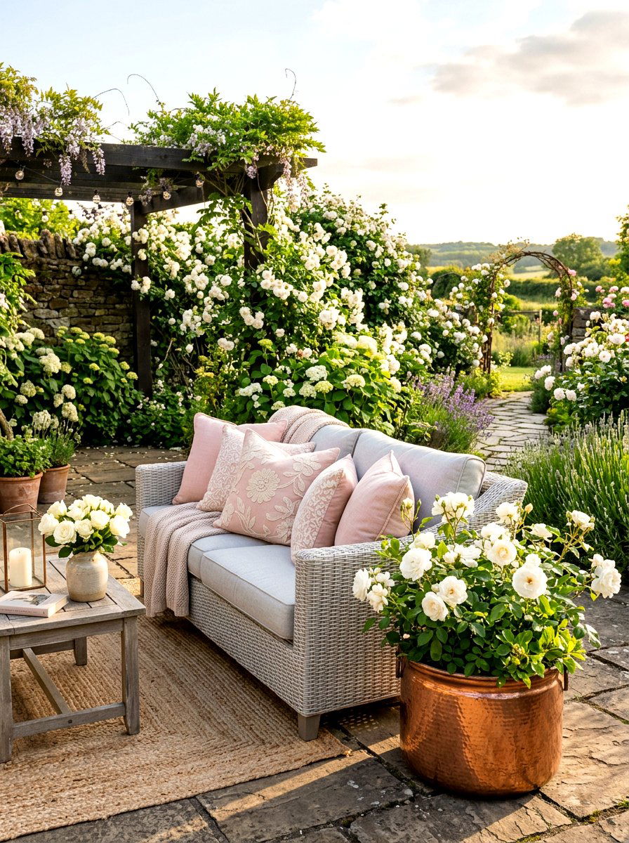 Soft blush pink outdoor pillow - 30 outdoor throw pillow ideas