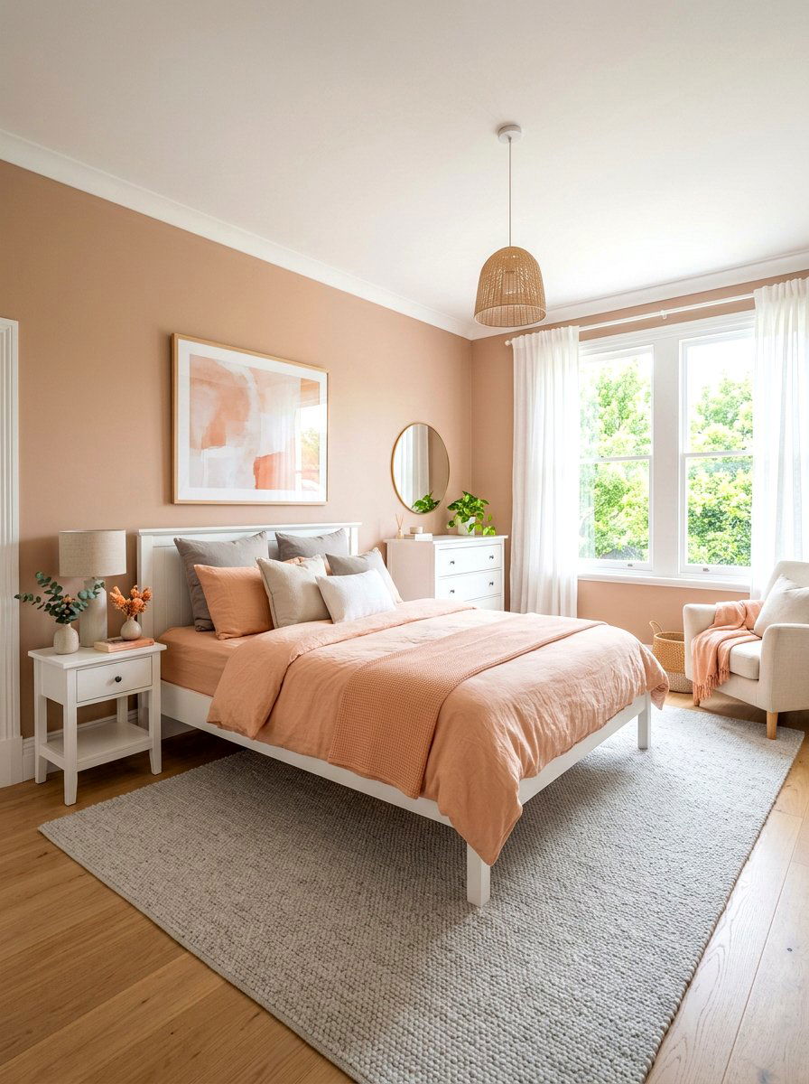 Soft clay and peach bedroom - 30 clay color bedroom ideas