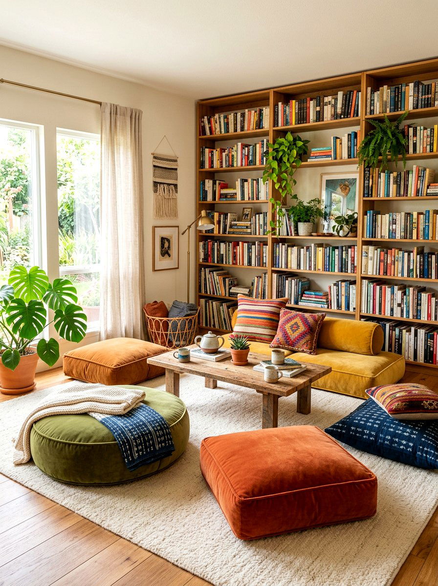Soft floor seating living room - 30 family friendly living room ideas