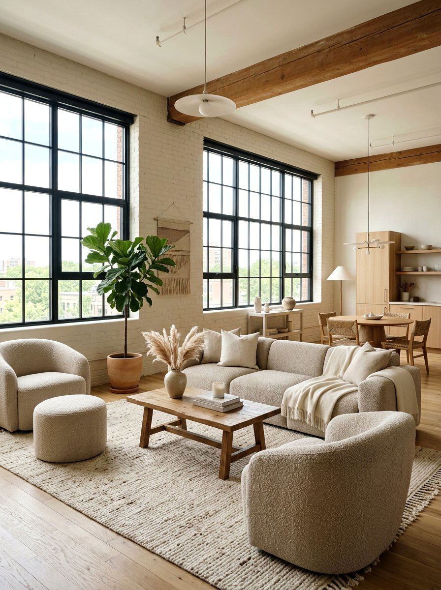 Soft neutral loft room - 30 loft living room ideas