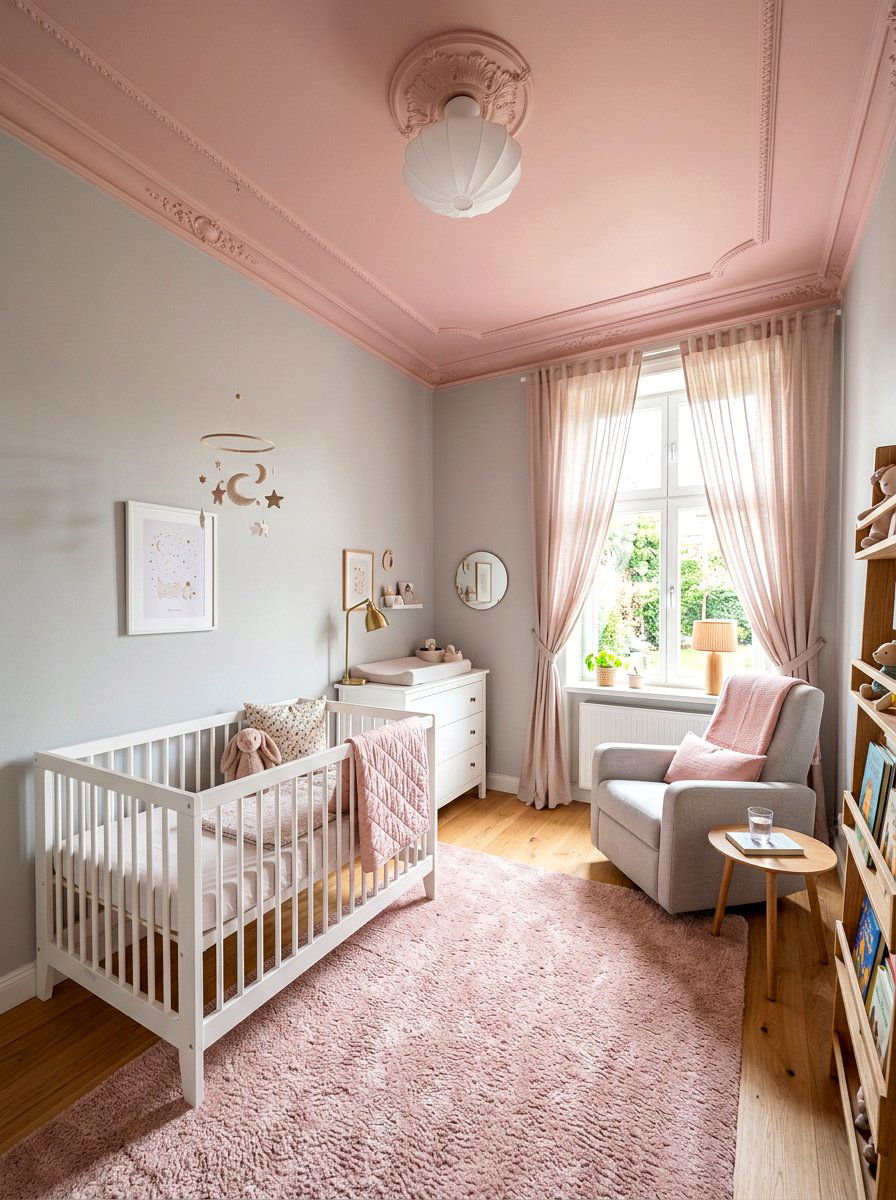 Soft pink ceiling - 30 painted ceiling ideas
