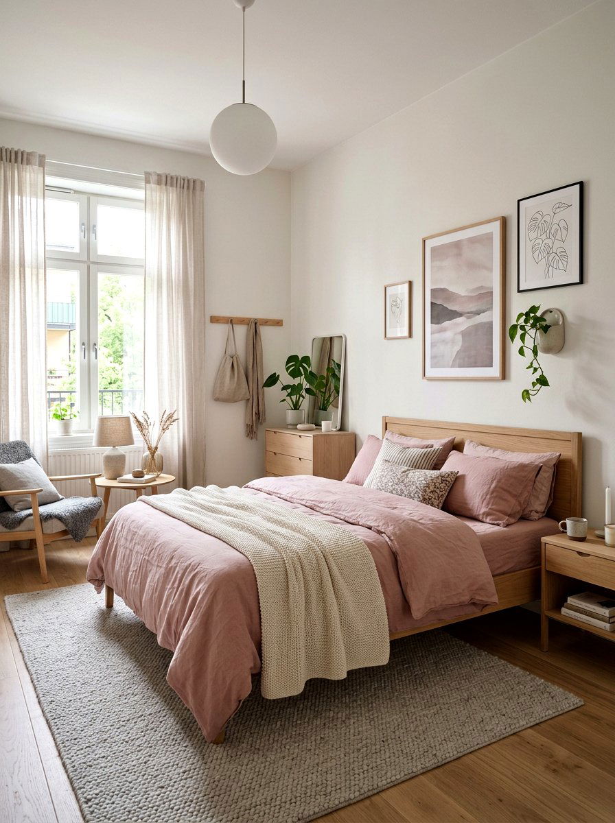 Soft pink scandinavian bedroom - 30 Scandinavian bedroom ideas