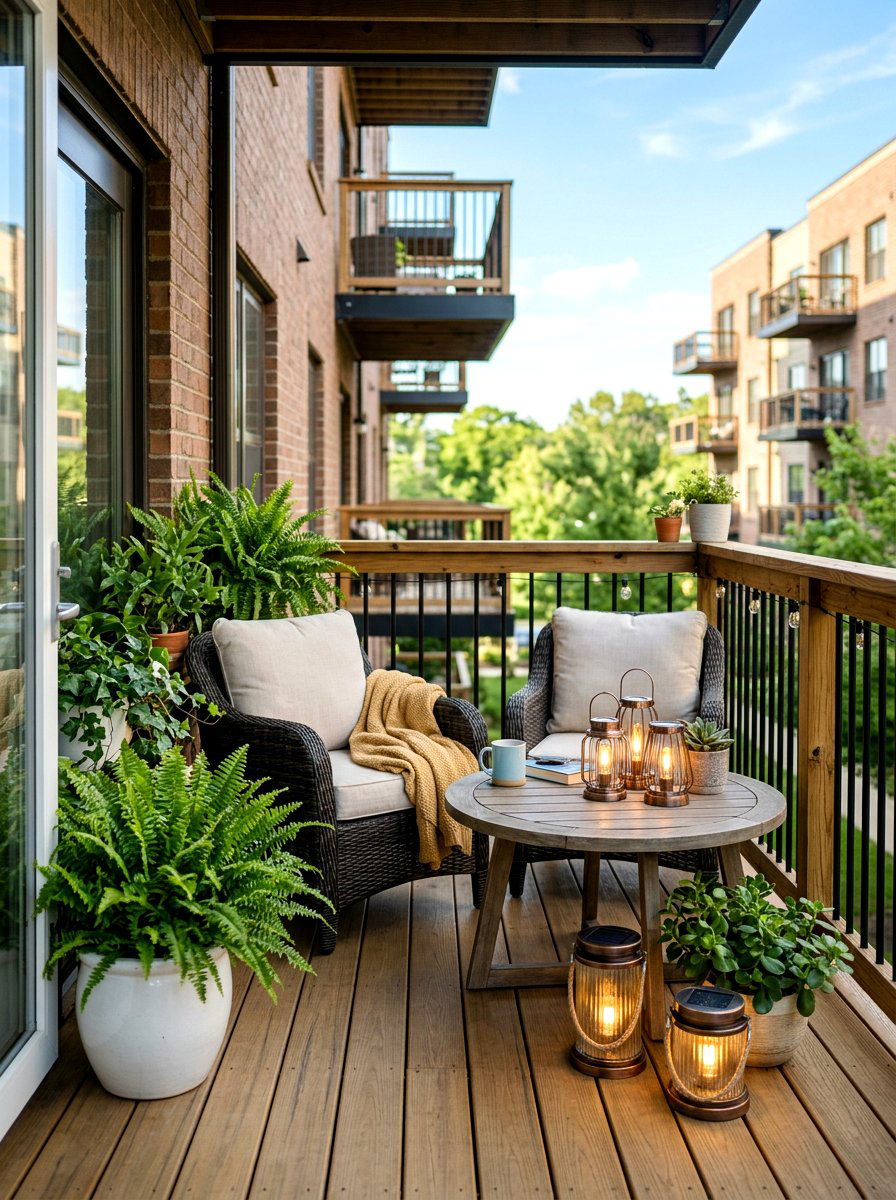 Solar Balcony Lanterns - 30 apartment patio lighting ideas