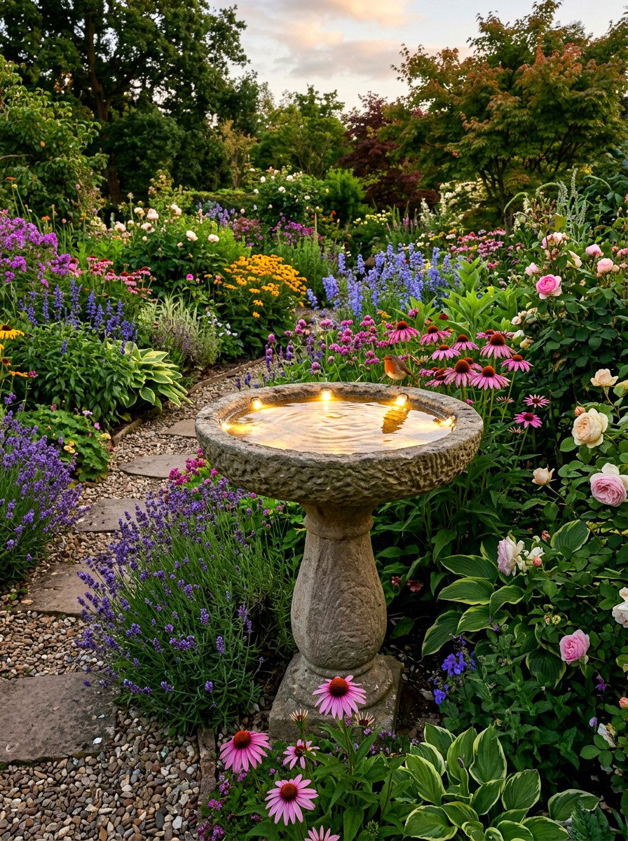 Solar Bird Bath Lights - 30 solar lighting ideas