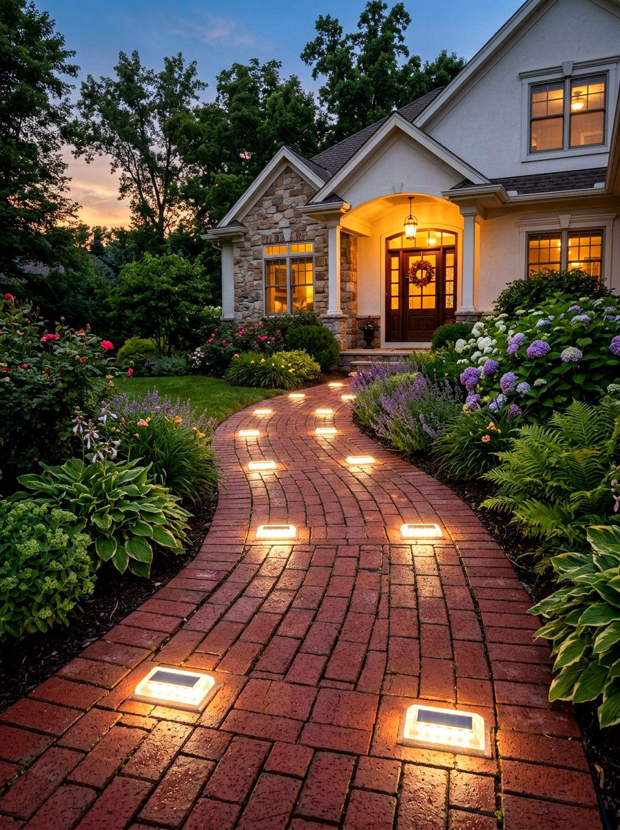 Solar Brick Lights - 30 front path lighting ideas