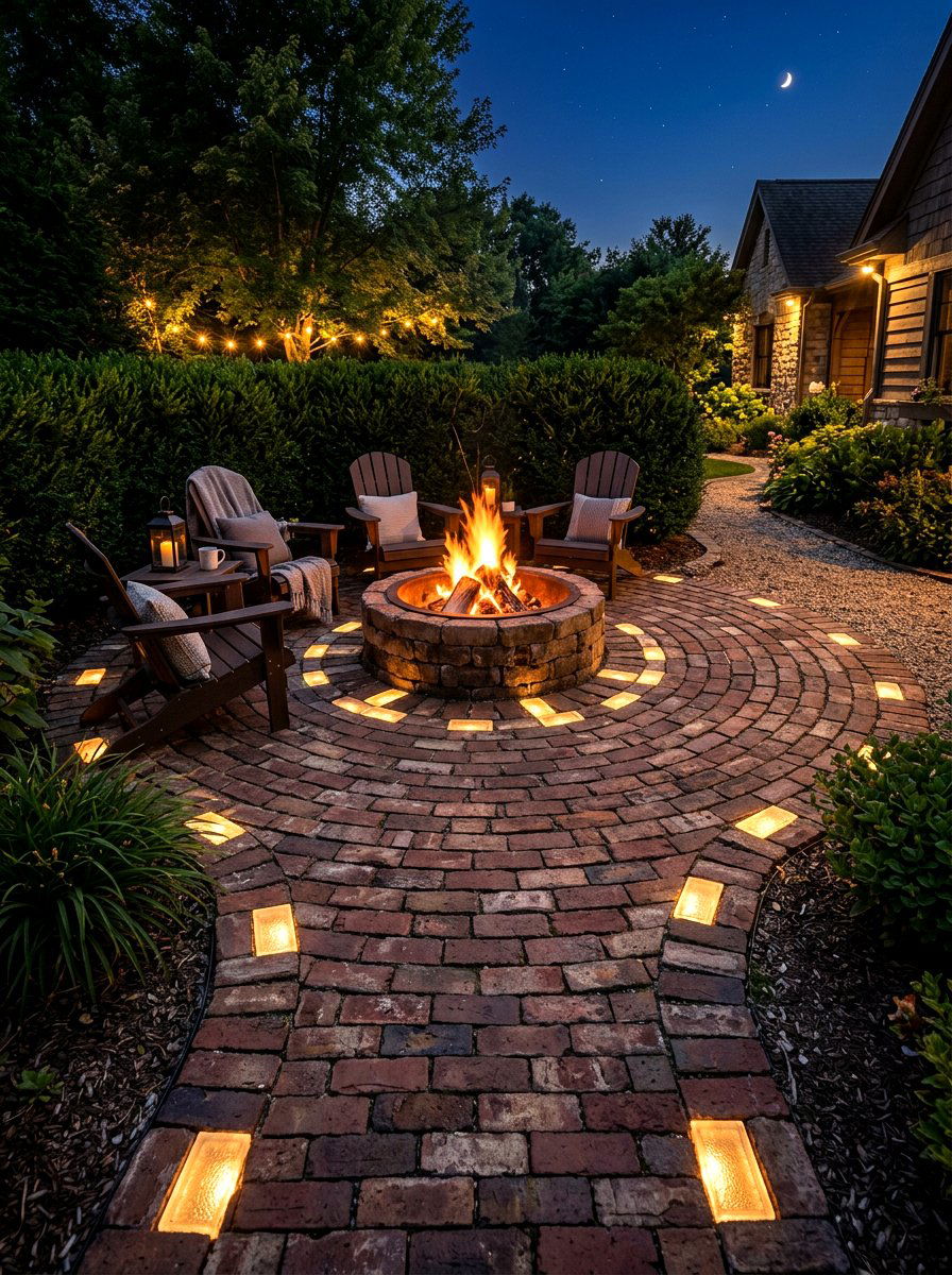 Solar Brick Lights Fire Pit Patio - 30 fire pit lighting ideas