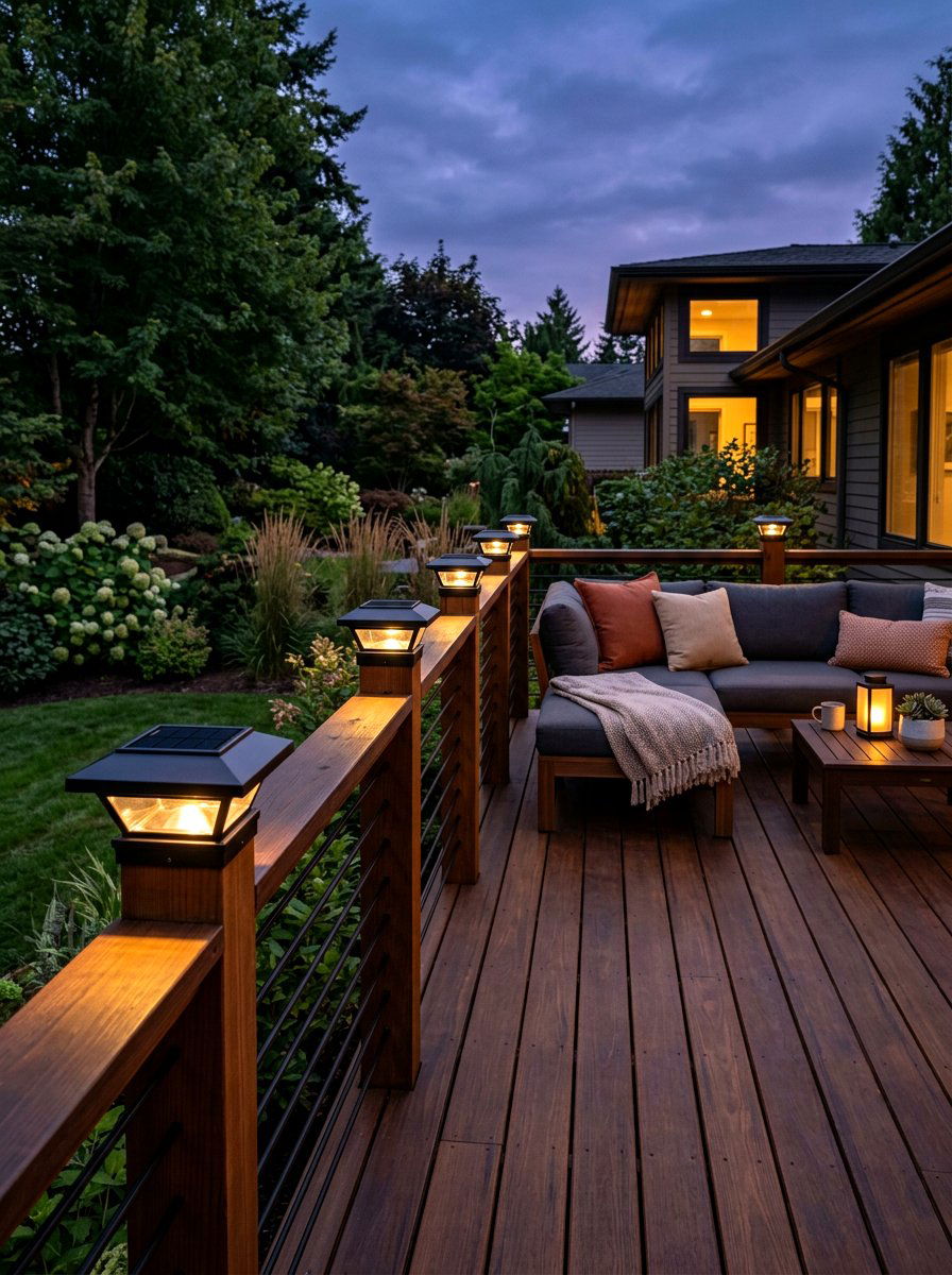 Solar Deck Post Lights - 30 budget deck ideas
