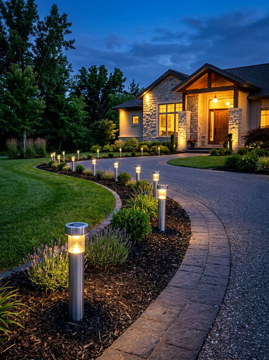 Solar Driveway Light Border - 30 driveway border ideas