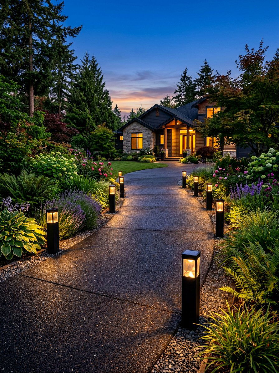 Solar Driveway Lighting - 30 driveway landscaping ideas