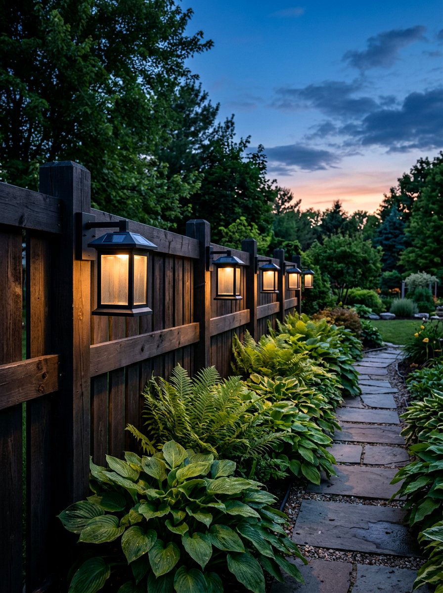 Solar Fence Lighting - 30 fence line landscaping ideas