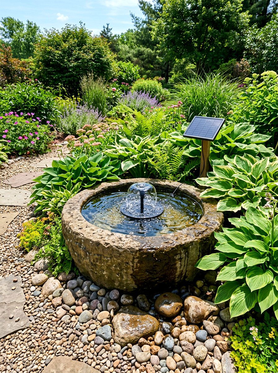 Solar Fountain Pond - 30 frog pond ideas