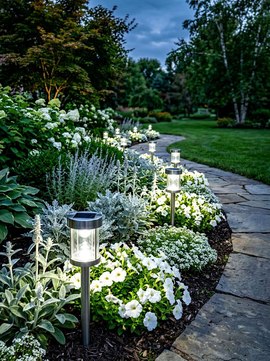 Solar Garden Lights - 30 moon garden backyard ideas