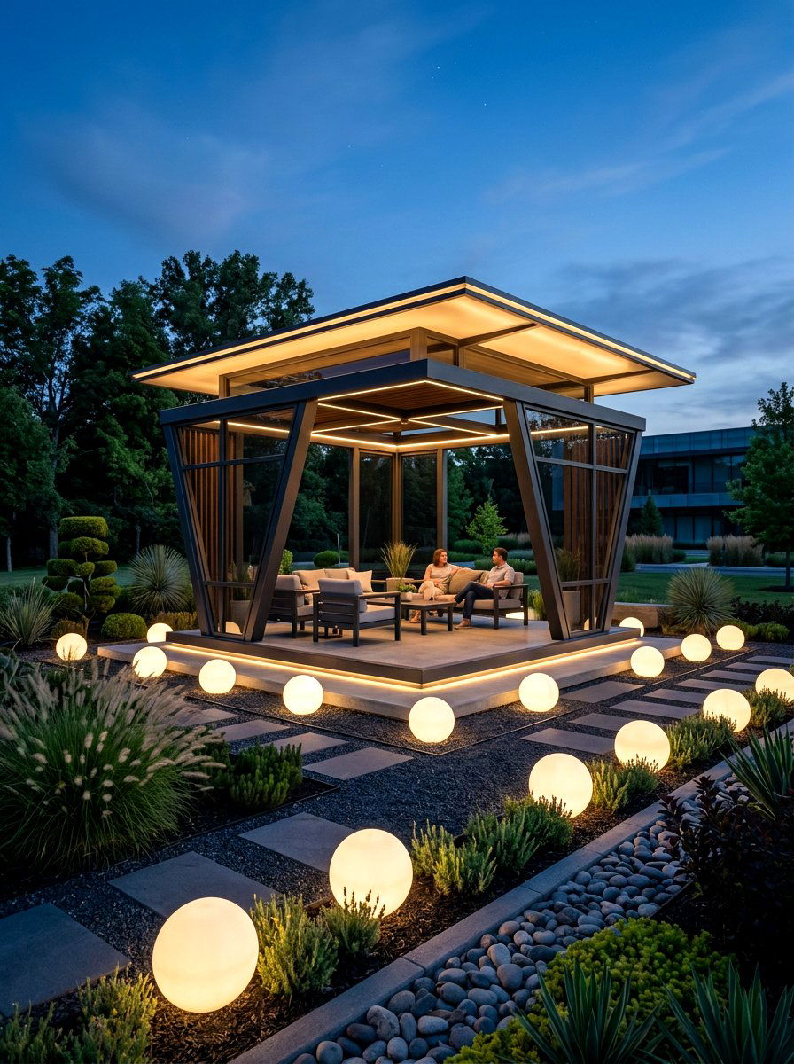 Solar Globe Lights Gazebo - 30 gazebo lighting ideas