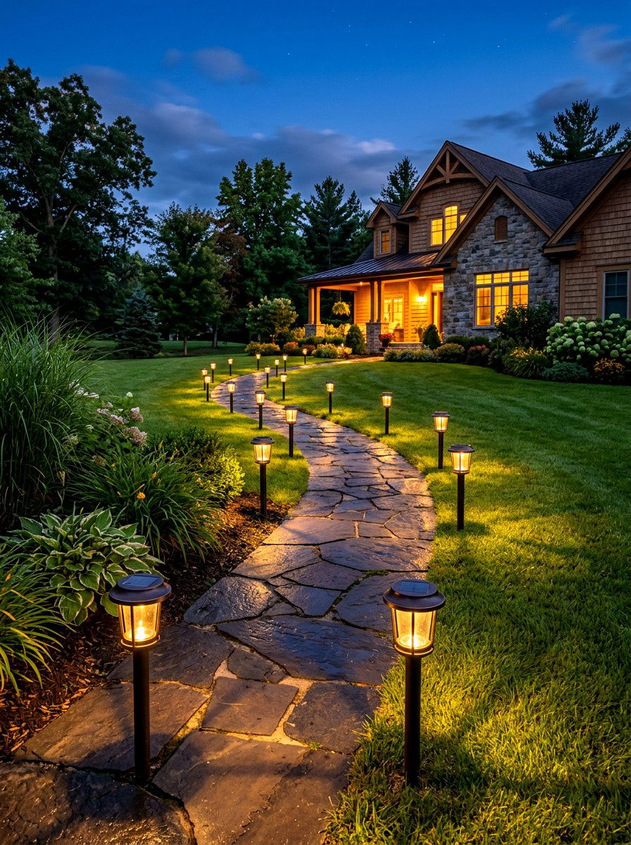 Solar Landscape Lighting - 30 low maintenance curb appeal ideas