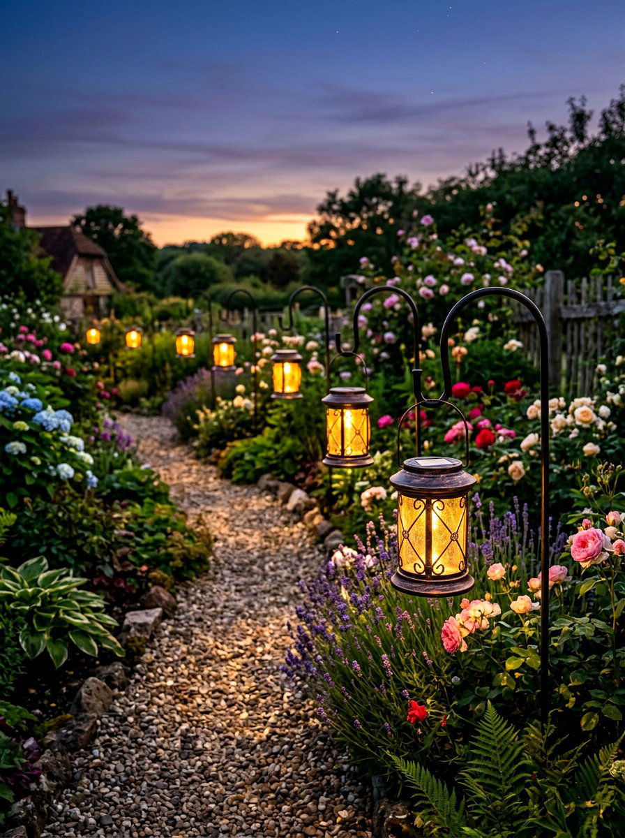 Solar Lantern Lighting - 30 cottage backyard ideas