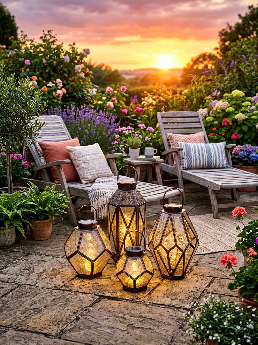Solar Lanterns - 30 lamp lit patio ideas