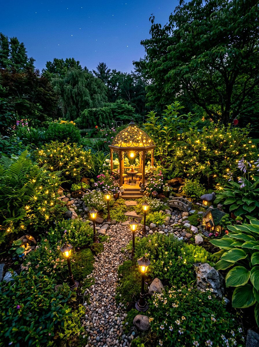 Solar Light Fairy Garden - 30 miniature fairy garden ideas