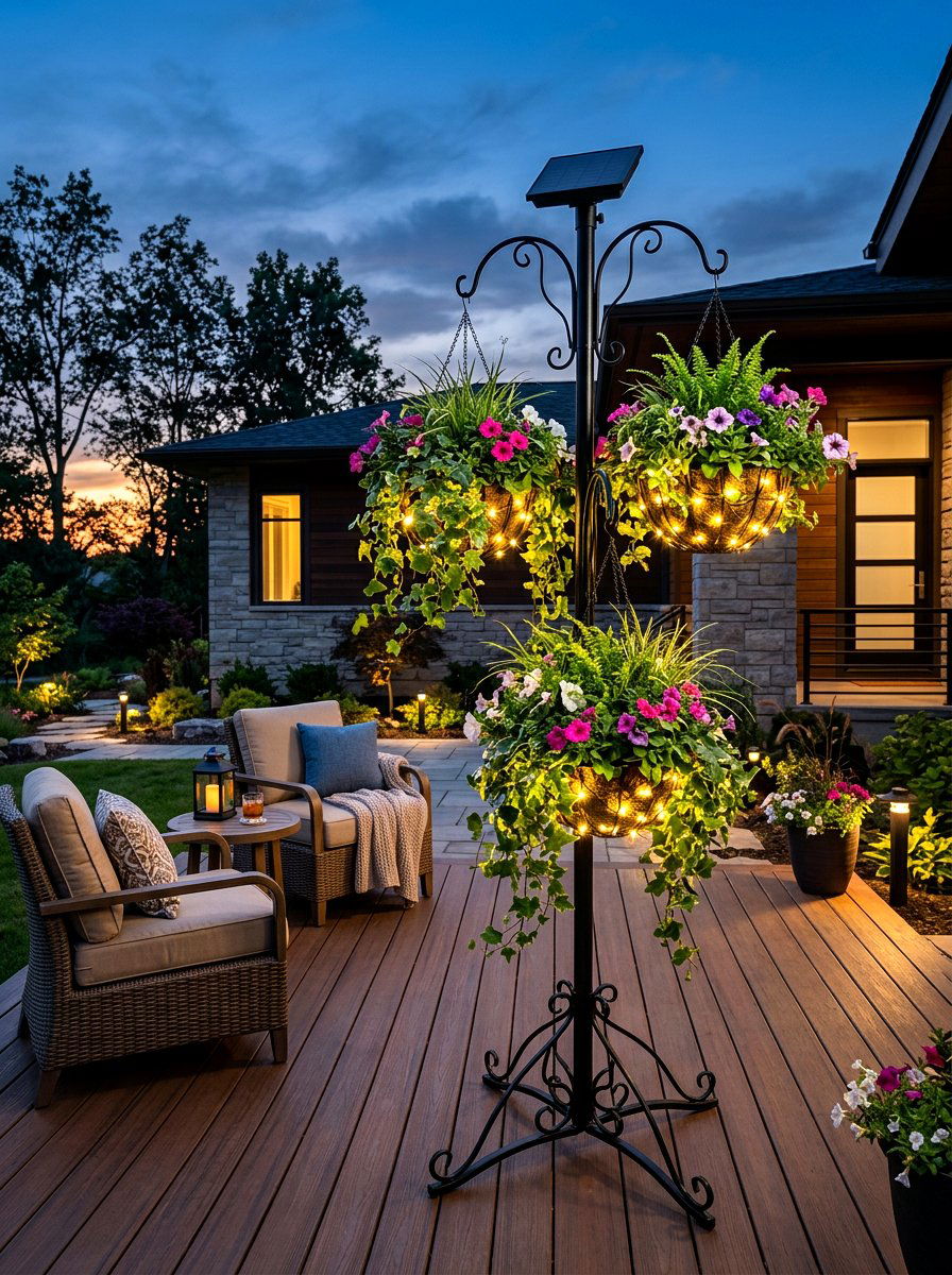 Solar Light Porch Planter - 30 porch ceiling planter ideas