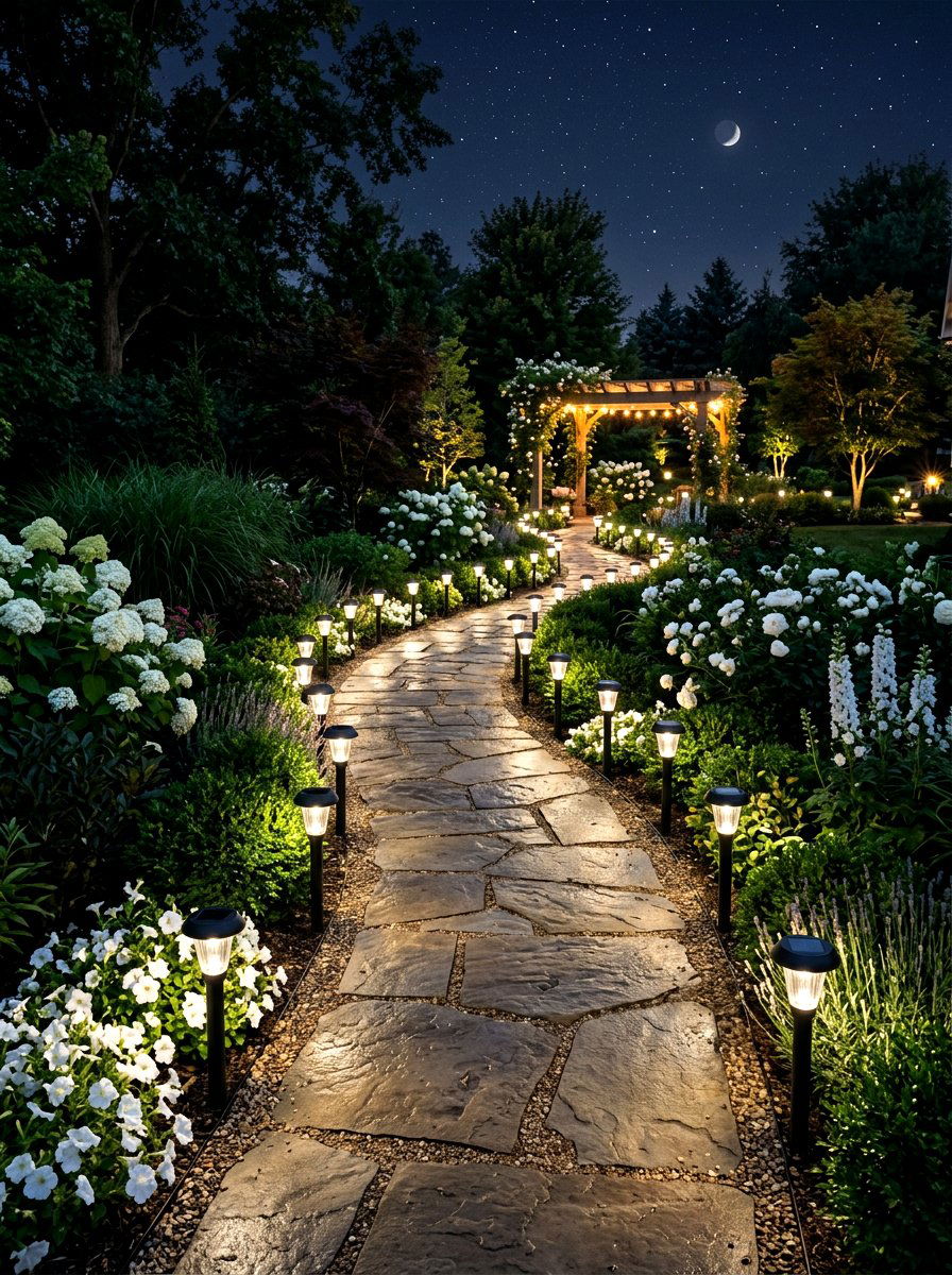 Solar Light Walkway - 30 budget garden ideas