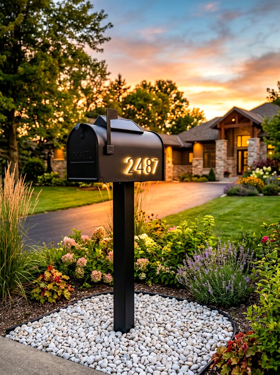 Solar Lighted Mailbox - 30 mailbox curb appeal ideas