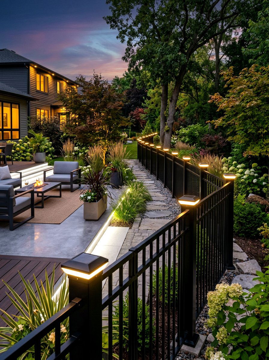 Solar Lighting Fence - 30 modern fence ideas