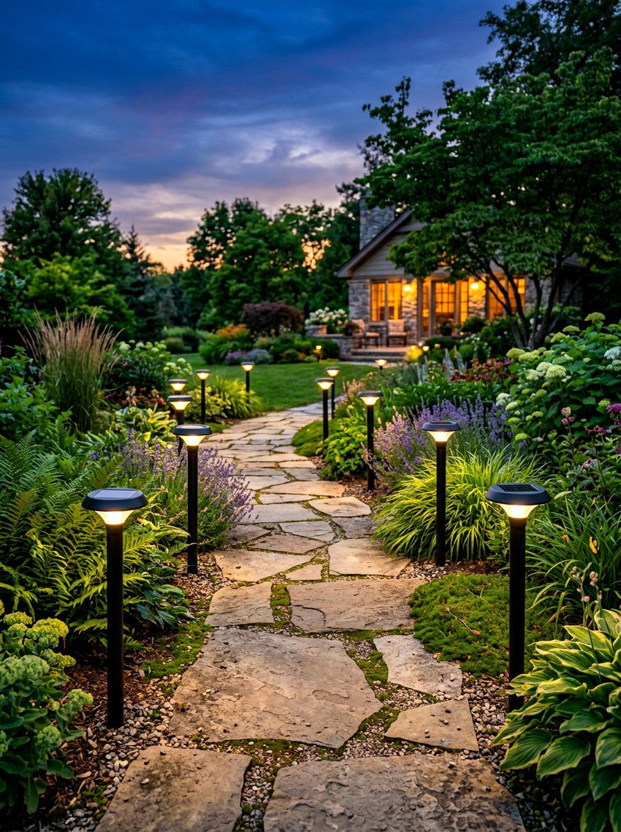 Solar Lighting Path - 30 small front yard ideas
