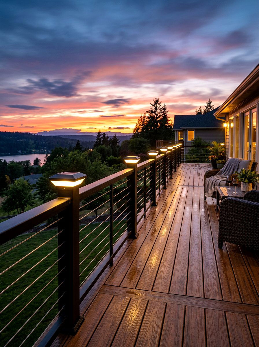 Solar Lit Railing - 30 deck railing ideas